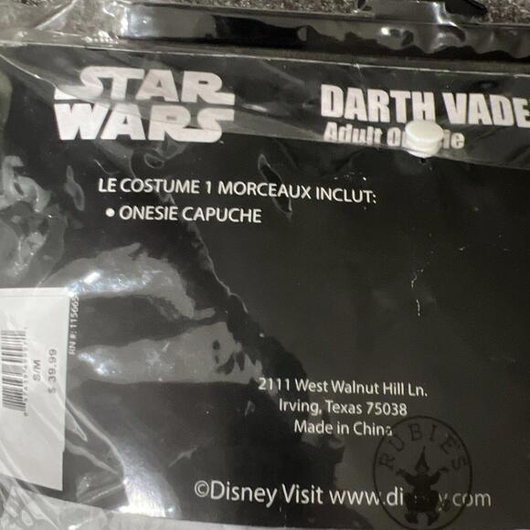 NEW ADULT Star Wars Disney Darth Vader Black 1-piece Halloween Costume Men Small - Picture 8 of 9